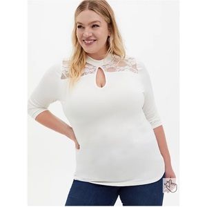 NEW Torrid 3 Super Soft & Lace Keyhole Mock Neck Top